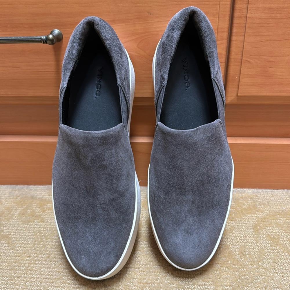 Vince Gray Suede Slip-On Sneakers